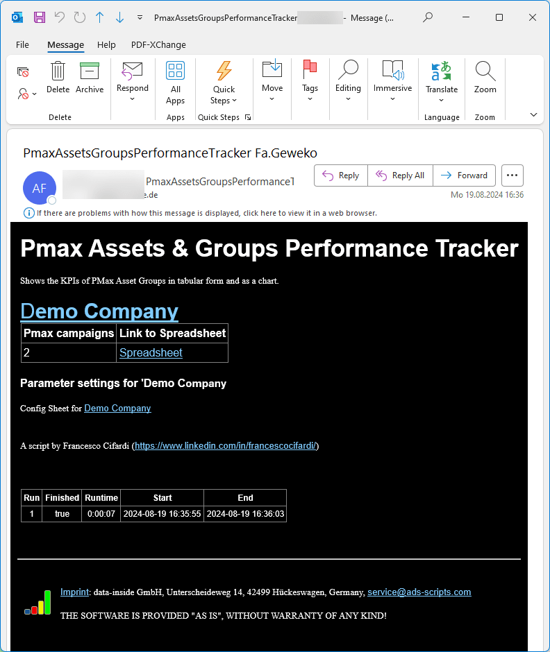 Google Ads Script <nw>Pmax Assets &</nw> <nw>Groups Performance Tracker</nw> Email